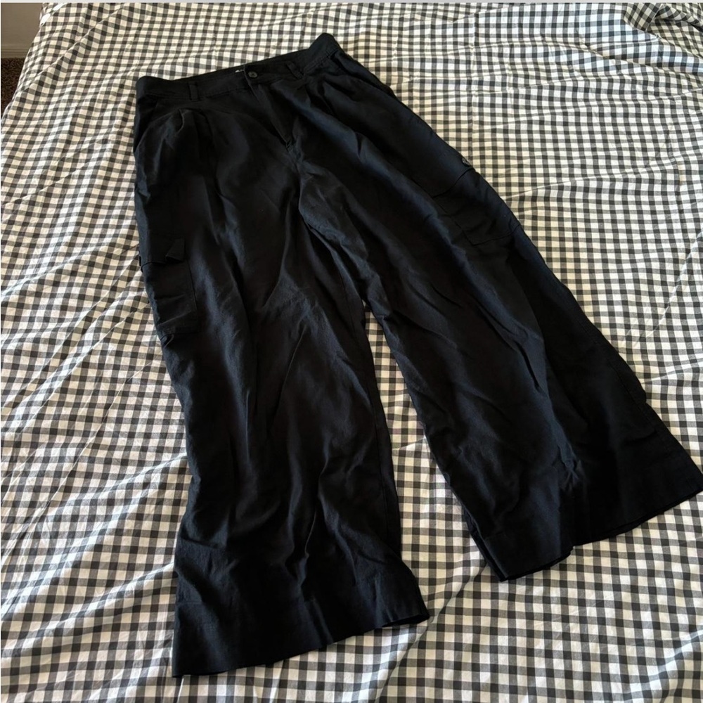 Madewell High Waisted Linen Wide Leg Cargo Pants